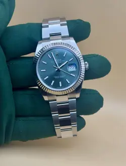 NEW 2025 ROLEX DATEJUST 41MM 126334 MINT GREEN OYSTER FLUTED BEZEL
