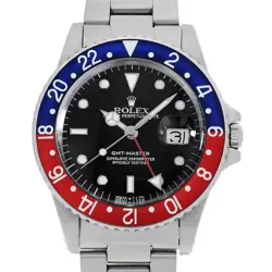 ROLEX GMT MASTER RED BLUE BEZEL 16750 BLACK ALL-TRITIUM SINGLE BUCKLE 3-ROW ...