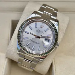 ROLEX DATEJUST 41MM SILVER DIAL 116334 OYSTER BRACELET FLUTED BEZEL B+P