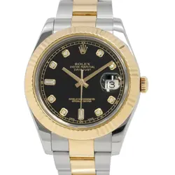 ROLEX DATEJUST 41MM STEEL 18K YELLOW GOLD BLACK DIAL 116333G