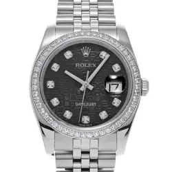 ROLEX DATEJUST 116244G BLACK COMPUTER/DIAMOND WATCH 681324
