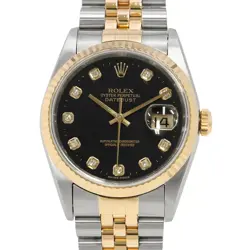 ROLEX DATEJUST 36MM STEEL 18K YELLOW GOLD BLACK DIAL 16233G