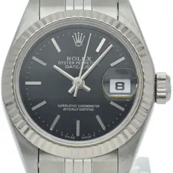 ROLEX DATEJUST LADIES WATCH 69174(T) K18WG/STAINLESS STEEL WOMENWATCH BLACK USED