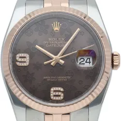 ROLEX DATEJUST 36 MEN'S WATCH 69 DIAMONDS JUBILEE CHOCOLATE FLOWER DIAL 1162...