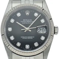 ROLEX DATEJUST MEN'S WATCH 10P DIAMOND OVERHAULED 16234G(T) K18WG/STAINLESS ...