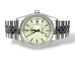 ROLEX Datejust 36 - 16220 - 1999 - Silver Baton Dial - Box and Papers - Jubilee