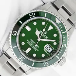 ROLEX SUBMARINER DATE STAINLESS STEEL WATCH - GREEN DIAMOND DIAL CERAMIC INSERT