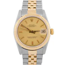 ROLEX DATEJUST 31MM MIDSIZE TWO-TONE CHAMPAGNE 18K YELLOW GOLD FLUTED 68273