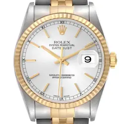ROLEX DATEJUST STEEL YELLOW GOLD SILVER DIAL AUTOMATIC MENS WATCH 16233