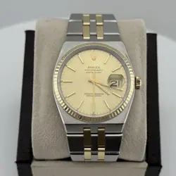 ROLEX DATEJUST OYSTERQUARTZ 17013 36MM CHAMPAGNE DIAL STEEL 18K YELLOW GOLD