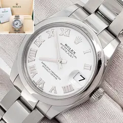 ROLEX DATEJUST 31MM WHITE ROMAN DIAL STEEL OYSTER WATCH 178240 BOX PAPERS