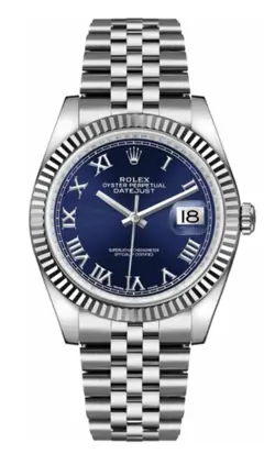 ROLEX DATEJUST 116234 36MM BLUE ROMAN NUMERAL DIAL STEEL AUTOMATIC WATCH B&M