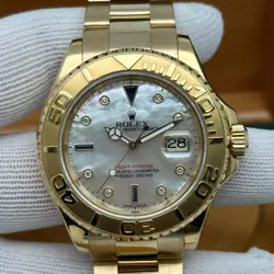 ROLEX YACHT-MASTER 16628 18K YELLOW GOLD MOP DIAMOND SAPPHIRE SERTI DIAL WATCH