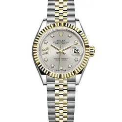 ROLEX LADY-DATEJUST 28, 279173, STEEL & YELLOW GOLD, SILVER DIAMOND, JUBILEE ...