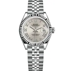 ROLEX LADY-DATEJUST 28, 279174, STEEL & WHITE GOLD, SILVER ROMAN, JUBILEE BRA...