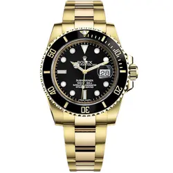 ROLEX SUBMARINER DATE 40MM AUTOMATIC YELLOW GOLD BLACK DIAL MENS WATCH 116618LN