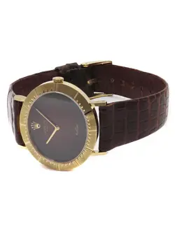 ROLEX WATCH CELLINI OVAL 4083 MEN'S HAND-WOUND YELLOW GOLD CASE 34×32MM