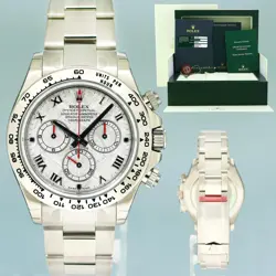 BRAND NEW STICKERS PAPERS ROLEX DAYTONA 116509 METEORITE ROMAN WHITE GOLD WATCH