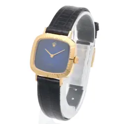 ROLEX WATCH CELLINI 18K YELLOW GOLD 4082 HAND-WOUND LADIES BLUE BLACK
