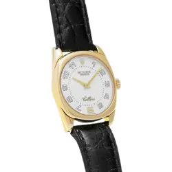 ROLEX WATCH CELLINI 6229/8 QUARTZ WHITE MEN'S YELLOW GOLD SAPPHIRE CRYSTAL