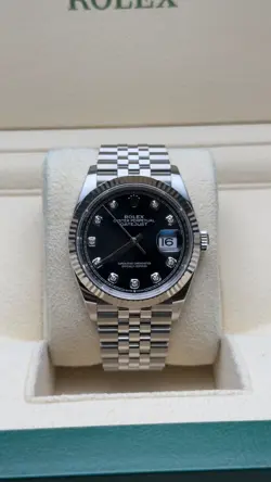 ROLEX DATEJUST 36MM BLACK,  JUBILEE BRACELET DIAMOND DIAL 126234