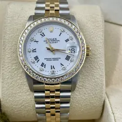 ROLEX DATEJUST 31MM WHITE DIAMOND DIAL TWO-TONE JUBILEE DIAMOND BEZEL REF: 68273