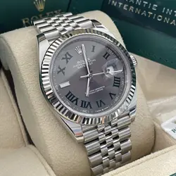 ROLEX DATEJUST 41MM WIMBLEDON DIAL STAINLESS STEEL JUBILEE FLUTED REF: 126334