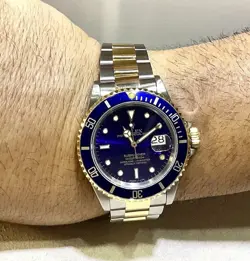 ROLEX SUBMARINER 40MM BLUE DIAL 18K YG/SS OYSTER WATCH 16613