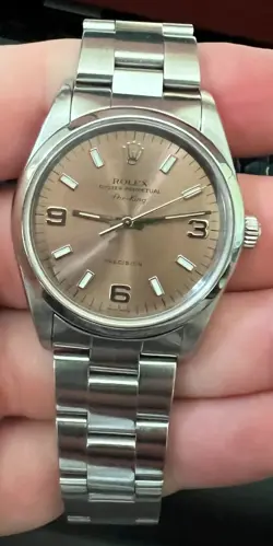ROLEX 34MM STAINLESS STEEL AIR-KING OYSTER PERPETUAL 14000 PINK DIAL