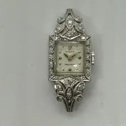 PLATINUM DIAMOND LADY'S ROLEX MECHANICAL WATCH HEAD MARKED SEVICED 1920S