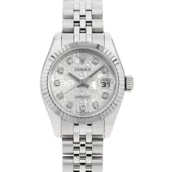 ROLEX DATEJUST 10P DIAMOND 179174G SILVER CARVING COMPUTER V NUMBER SECOND H...