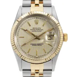 ROLEX DATEJUST 16013 CHAMPAGNE GOLD BAR HOUNDSTOOTH HOUNDSTOOTH 94 NUMBER SE...