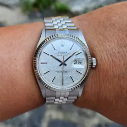 VINTAGE ROLEX DATEJUST 16014 CAL 3035 AUTOMATIC MEN`S SILVER COLOR DIAL WATCH