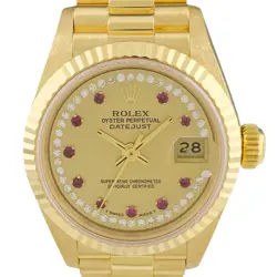 ROLEX DATEJUST MILLIARD DIAMOND 69178LR YG DIAMOND RUBY AUTOMATIC LADIES #BS015