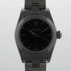 ROLEX 76080 OYSTER PERPETUAL 24 BLACK DIAL Y-NUMBER SS AUTOMATIC WATCH WOMEN'S