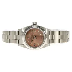 ROLEX 67180 OYSTER PERPETUAL PINK WATCH STAINLESS STEEL AUTOMATIC LADIES 24MM