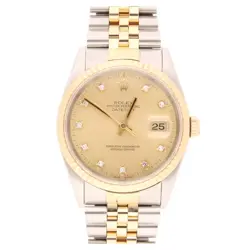 ROLEX DATEJUST 16233 CHAMPAGNE MEN'S DIAMOND MARKERS DIAL WATCH - 1993