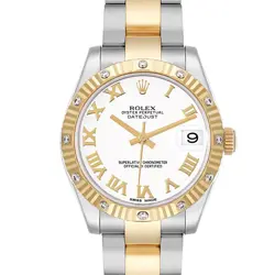 ROLEX DATEJUST MIDSIZE YELLOW GOLD STEEL DIAMOND WATCH 178313 BOX CARD