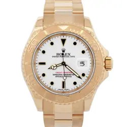 ROLEX YACHT-MASTER 40MM WHITE 18K YELLOW GOLD NO-HOLES OYSTER WATCH 16628