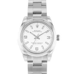 ROLEX OYSTER PERPETUAL 31 177200 WHITE STICK STEEL SMOOTH LADIES WATCH 2014