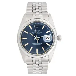 ROLEX DATEJUST 36 STAINLESS STEEL BLUE DIAL FLUTED JUBILEE 36MM 1601