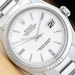 ROLEX MENS DATEJUST 18K GOLD STAINLESS STEEL WHITE DIAL WATCH W/ OYSTER BRACELET
