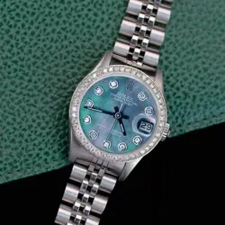 ROLEX DATEJUST LADIES STAINLESS STEEL BLACK MOTHER OF PEARL DIAMOND 1.00CT WATCH