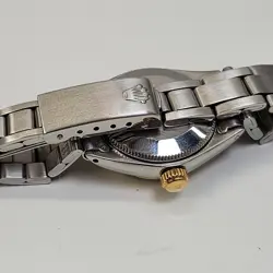 Rolex Oyster Perpetual Ladies 26mm Blue Turquoise Two Tone Watch 6804 Circa 1971