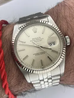 ROLEX 36MM 16014 OYSTER PERPETUAL DATEJUST SILVER INDEX DIAL AUTOMATIC