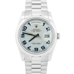 ROLEX DAY-DATE PRESIDENTIAL 36MM GLACIER BLUE WAVE 950 PLATINUM WATCH 118206 BOX