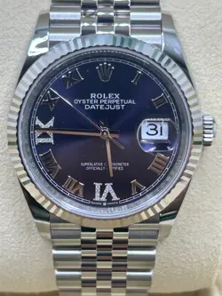 ROLEX DATEJUST 36MM JUBILEE FLUTED DIAL  126234-0021 BROKEN ROMAN - PURPLE DIAL