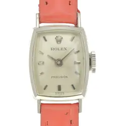 ROLEX 2195 VINTAGE PRECISION K18WG/LEATHER CAL.1800 HAND-WOUND LADIES WORKING