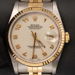 ROLEX DATEJUST 16233 IVORY ANNIVERSARY DIAL ARABIC 36MM JUBILEE TWO-TONE WATCH