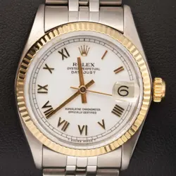 ROLEX DATEJUST 6827 TWO-TONE JUBILEE WATCH 31MM WHITE ROMAN DIAL